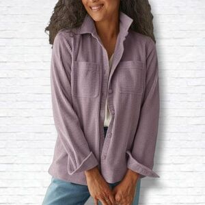 LL Bean Comfort Corduroy Relaxed Shirt Jacket Shacket Size M In Larkspur